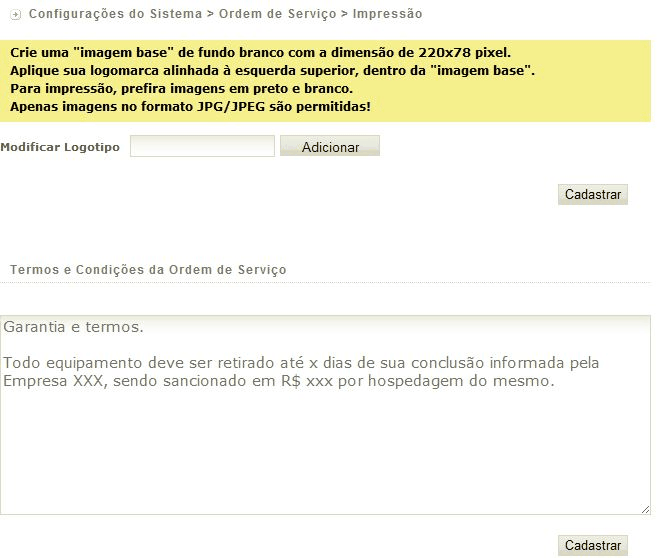 102 Agora OS Software 1. Crie uma "imagem base" de fundo branco com a dimensão de 250x78 pixel (aplique sua logomarca alinhada à esquerda superior, dentro da "imagem base") e salve em seu computador.