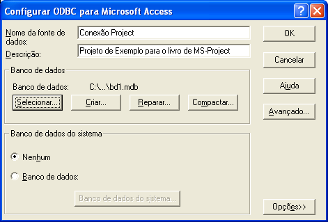 198 BancodeDados 5 7 Na tela Configurar ODBC pa Microsoft Access, preenche o nome da fonte de dados e a descrição da conexão.