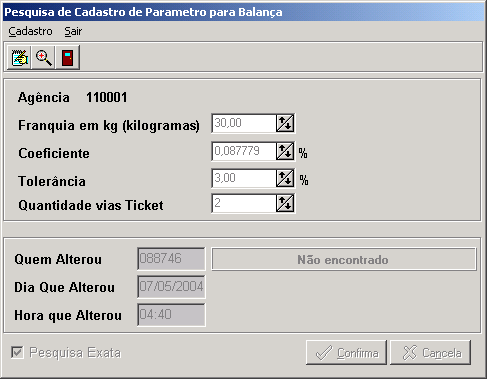 1 Cadastro do Parâmetro 2 Abertura e Fechamento de caixa 3 Troca de Formulário 4 Tela Principal 5 Tela de Pesagem de Volumes 6 Inutilização de Formulário 7 Prestação de contas - Bilheteiro 8