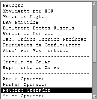 PAF-ECF AVANÇO INFORMÁTICA 14 Retorno de operador É possível retornar a movimentação de um operador de caixa que teve seu movimento trancado através da função de Saída Operador, para isso é