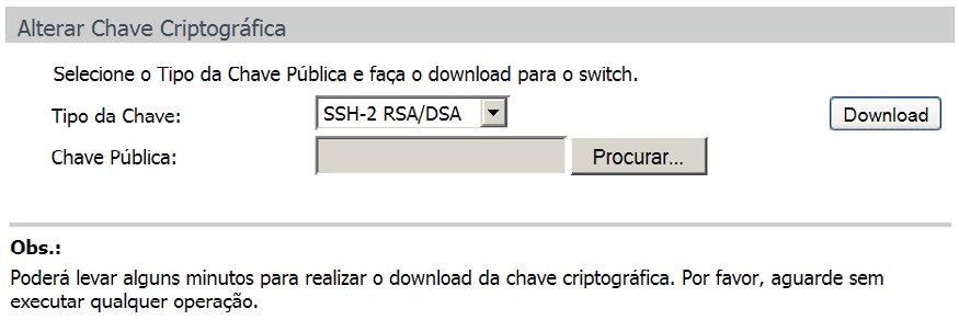 Obs.:» O comprimento da chave SSH deverá possuir tamanho entre 25