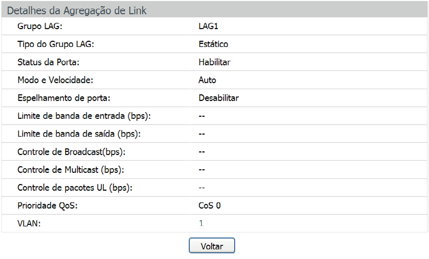 Grupos LAG Nesta página você pode visualizar e configurar as os Grupos LAG.
