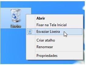 Por padrão a capacidade de armazenamento da Lixeira corresponde a 10% do total do disco do seu computador (HD).