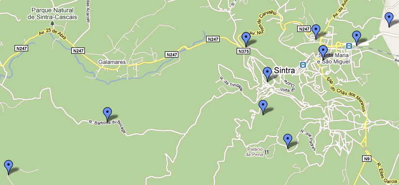 7.4 Mapas da Rede pública de carregamento 2010-15 em Sintra Zona da Vila de Sintra Figura 31- Áreas de carregamento Vila de Sintra 2010-15 [32] SNT-035 SNT-038 SNT-037 SNT-039 SNT-036 SNT-030 SNT-032