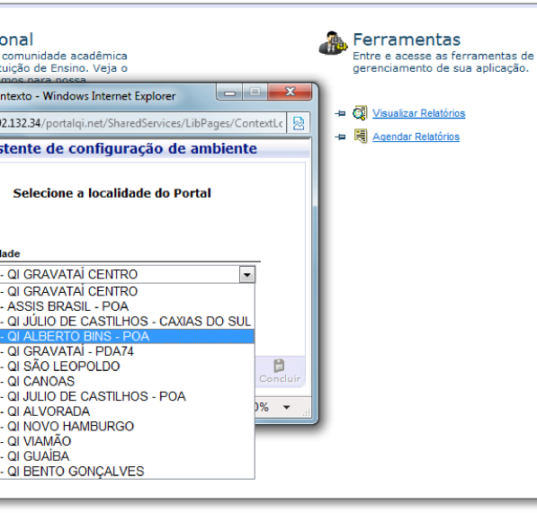 Pg.6 Acessando o Portal 1º passo: SELEÇÃO DE CONTEXTO - Clique em ambiente para selecionar a Escola onde você