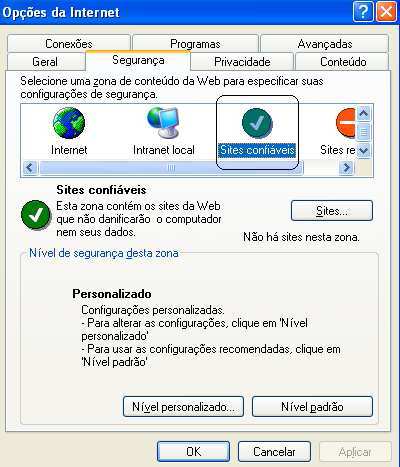 Clique em Sites e preencha com o