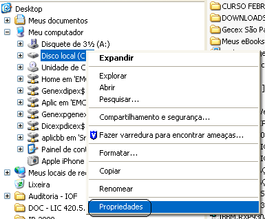 Abrir-se-á uma nova tela (Propriedades do Disco Local