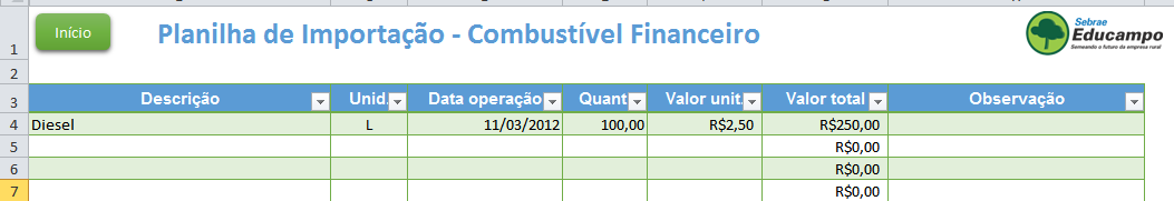 Tela semelhante ao software: RD talhão. Inserção da quantidade de combustível utilizado em um determinado talhão em uma determinada safra. Tela semelhante ao software: Compra/Estoque.