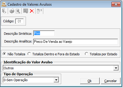 Exemplo: DPTO 1 SETOR 0 SEÇÃO 0 DPTO 1 SETOR 1 SEÇÃO 0 DPTO 1 SETOR 1 SEÇÃO 1 VALORES AVULSOS- São utilizados para inclusão de campos não usuais na digitação de notas de