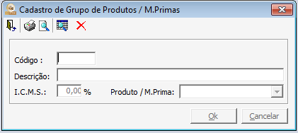 GRUPO DE PRODUTOS- Cadastro de Grupos de Produtos, Matéria-Prima ou Ambos.