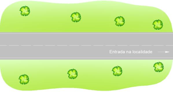 Os elementos verticais mais utilizados na marcação destes trechos são as plantações de cortinas de árvores, de arbustos e o surgimento de iluminação pública.