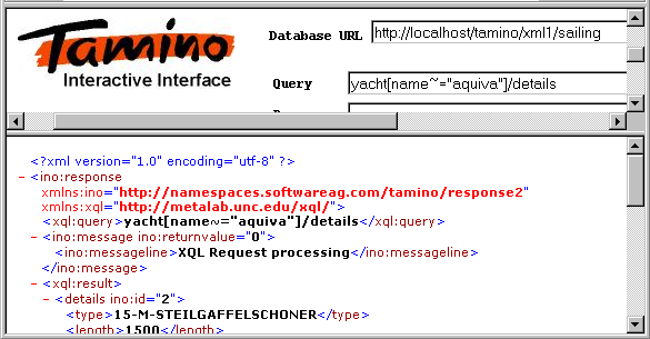 Tamino - Interface Interativa Primeiro SGBD XML nativo XQL