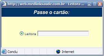 PASSANDO O CARTÃO Após seleção d operção ser relizd, preerá um nov jnel omo ilustrd ixo: A pssgem do rtão do enefiiário pel leitor é origtóri. Psse o rtão n leitor onforme indido.