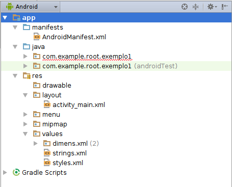 Estrutura dos arquivos no pacote java: Contém os arquivos de código.