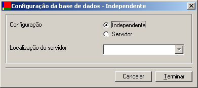 6.4.5 Configurações da Base de Dados Este capítulo permite alterar as configurações da base de dados de independente para servidor ou vice-versa. Figura 6.