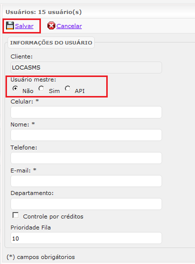 8 Manual do Administrador - Revenda Quando criado um Cliente o sistema envia automaticamente um SMS com Senha para o numero cadastrado. Obs.