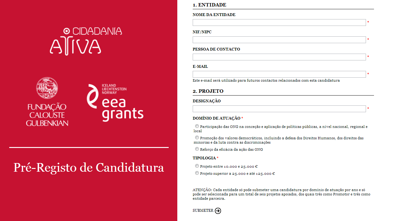 PROGRAMA CIDADANIA ATIVA MANUAL DO PROMOTOR ANEXO : PREENCHIMENTO DO FORMULÁRIO DE CANDIDATURA É importante analisar detalhadamente o Regulamento e Avisos, bem como o Manual do Promotor, antes de dar