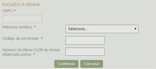 Nota: caso não tenha o CCIR, acesse o sítio eletrônico www.incra.gov.br no link Emissão de CCIR e coloque neste campo o número correspondente. 2.6.