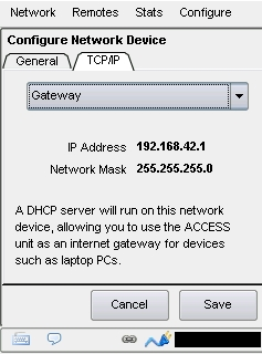 Comrex Corporation Configuração do gateway O modo do gateway envolve ter duas redes ativas e habilitadas no ACCESS.