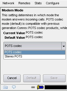 Manual do produto ACCESS Seção 9 Conexões do codec em rede telefônica analógica (POTS) O ACCESS é capaz de conexões em enlaces de modem.