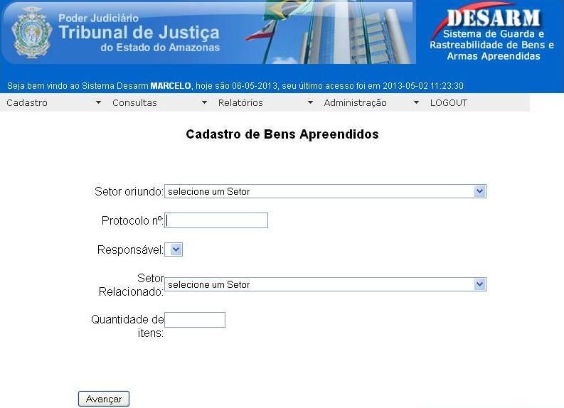 1. Identificação dos procedimentos adotados com relação aos recebimentos de armas de fogo oriundos do Setor de Protocolo, desde a entrada do objeto até o envio à Vara, cujo arma está vinculada; 2.