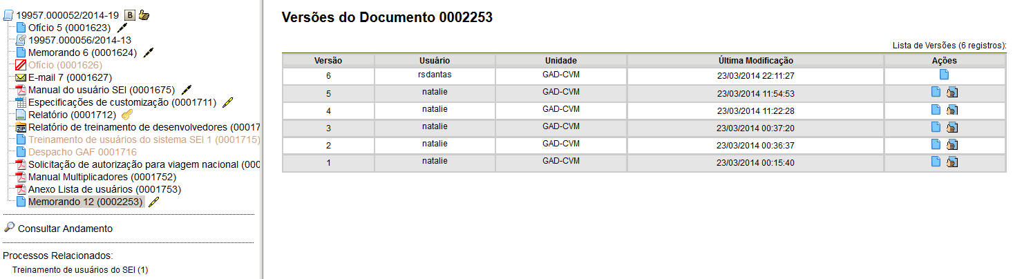 Sistema Eletrônico de Informações Manual do Usuário80 7.5 Versões O sistema permite edições sucessivas de um mesmo documento.