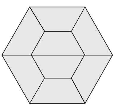 9) A figura foi formada por oito trapézios isósceles idênticos, cuja a base maior mede 10 cm. Qual é a medida, em centímetros, da base menor de cada um desses trapézios?