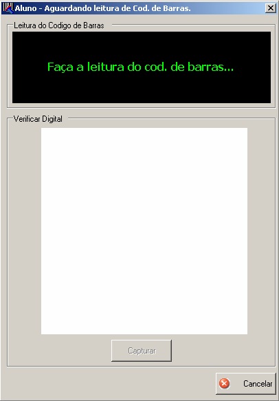 Faça a leitura do código de barra na caderneta do aluno, relativo à digital dos dedos do mesmo. Obs.