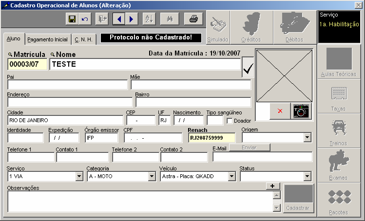 4.3.2 Editar Cadastro do Aluno Para editar os dados relativos ao cadastro de um aluno, clique no