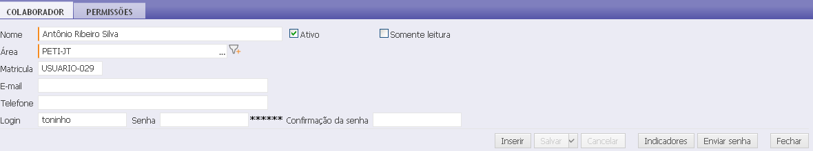 localizada a área do item. Se o ramo da árvore não possuir nenhuma área com configuração, o sistema irá considerar a configuração geral.