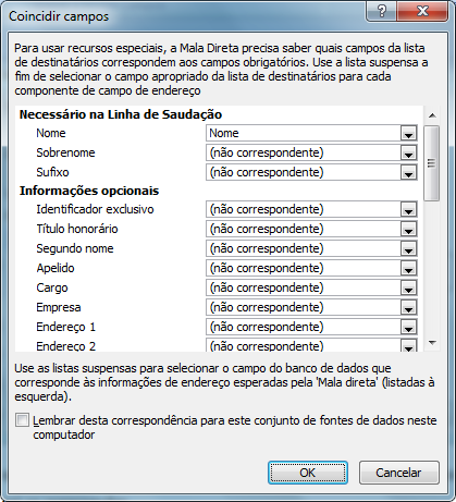 6. Como você está simplesmente saudando a pessoa, sugiro utilizar somente seu primeiro nome. Por isso em nosso modelo de BD do Excel, temos um campo NOME e outro SOBRENOME.