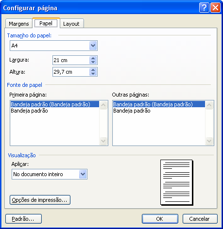 Microsoft Word 7 Configurando Páginas Para ativar a Caixa do Comando Configurar Página clique no menu Arquivo e logo após em configurar página.