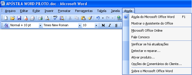 70 MENU AJUDA O menu Ajuda oferece a todos os usuários do Microsoft Word 2003, experientes ou não com pouca ou muita curiosidade de conhecer as ferramentas do programa, o conteúdo completo da