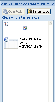 Figura 4. Ferramenta Área de Transferências.