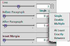 Para ajustar o espacejamento usando o Inspetor de Texto: 1 Selecione o texto que deseja modificar. 2 Clique em Inspetor na barra de ferramentas, clique no botão Texto e então clique no Texto.