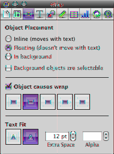 Não é possível ajustar o texto ao redor das laterais de tabelas. Botão de informações do Ajuste Selecione para tornar os objetos do plano de fundo editáveis.