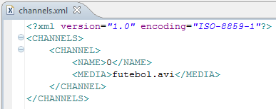 44 3.4 Atribuindo vídeos a canais É possível atribuir vídeos de diversos formatos a canais no emulador. A lista de formatos suportados é a mesma do Java Media Framework 2.