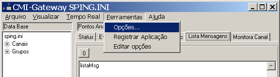 CM&I Gateway Interface Figura 26 Janela de envio de comando. Esta janela apresenta os seguintes campos: Tag de Saída - Mostra a identificação do ponto selecionado na árvore.