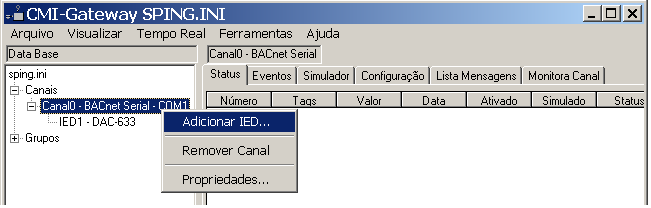 CM&I Gateway Interface Figura 39 Ficha de configuração do protocolo MODBUS. 4.