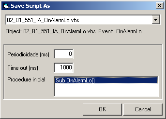 Gateway Runtime Figura 65 - Janela de Salvamento de Scripts No texto selecionado na lista de arquivos (combo-box), aparece uma sugestão para o nome do arquivo, concatenando o nome do objeto com o