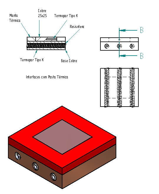 6 Figura 5 - Desenho da montagem da bancada. Para a medição da temperatura foram utilizados termopares tipo K.