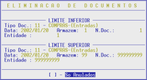 3.3- PASSAGEM DE SALDOS Antes de se iniciar a Passagem, deverá preencher os limites pretendidos: FAMÍLIA Campo para indicar os códigos de Famílias. ARTIGO Campo para indicar os códigos de Artigos.