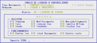 ACESSO/ALTERAÇÃO/ANULAÇÂO Campo com 1 dígito (de 1 a 9) para que por cada Tipo de Movimento e Armazém se possa digitar o nível de acesso necessário para cada uma das funções possíveis sobre os