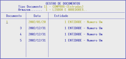 LISTAGEM Mapa de Conferência da Recolha de Movimentos, dos diversos tipos de Documentos dos Stocks, com limites por tipo de Documento, Data, Armazém e Número de Documento, sendo opcional a emissão de