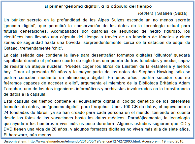 O texto abaixo servirá de base para