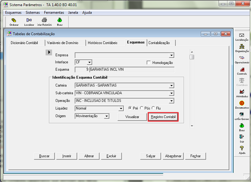 Figura 23 Esquemas 30. Acionar o botão Registro Contábil. 31.