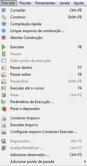 2.5 O Menu Principal O Menu Principal contém as seguintes entradas, como indicado na Figura 8 com alguns sub-menus apresentados na Figura 9.