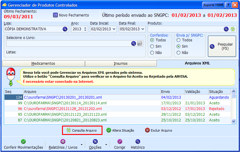 23º) O sistema solicitará os dados de acesso ao SNGPC, para que a consulta seja realizada.