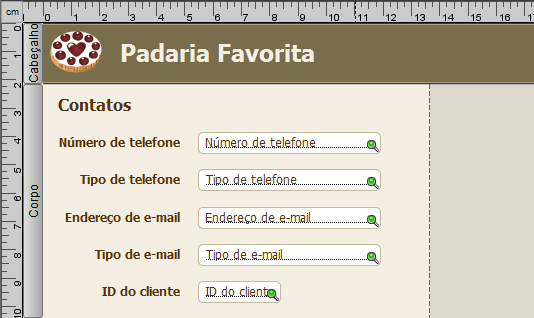 Capítulo 3 Criação de banco de dados 90 6. Coloque ou organize campos e outros objetos de layout de modo que eles fiquem contidos dentro da coluna de amostra à esquerda.