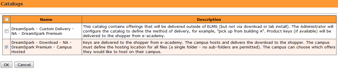 Figura 53 - Como adicionar um catálogo hospedado no campus 3. Selecione o catálogo hospedado no campus clicando na caixa de seleção. Figura 54 - Catálogo hospedado no campus - detalhes 4.